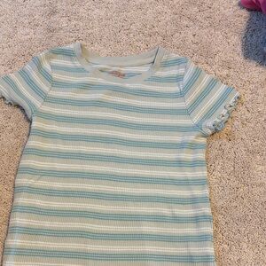 Cat & Jack Mint Green and White Striped Tee